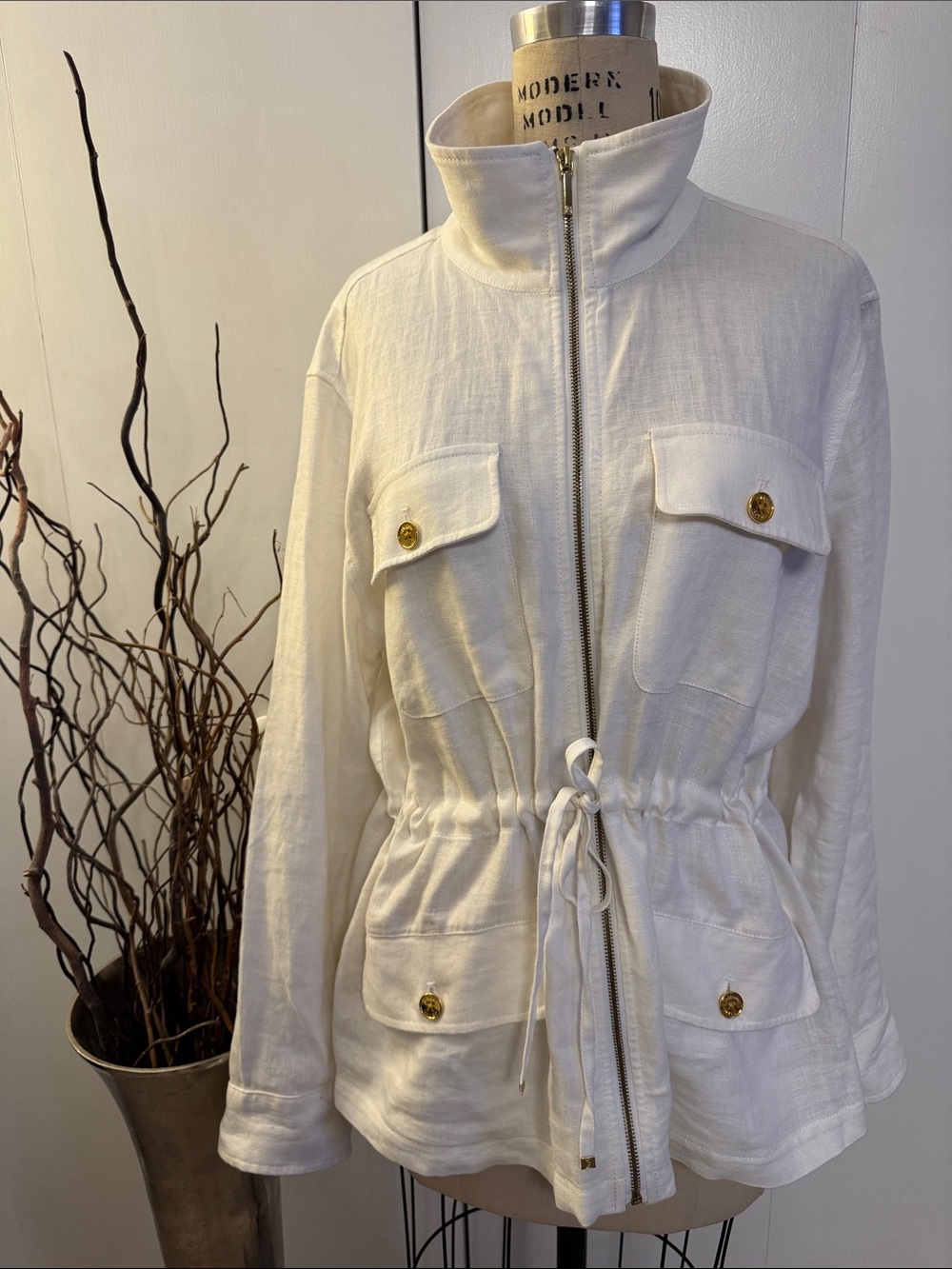 Chaps white Utility Jacket with Drawstring Waist - Picture 1 of 6